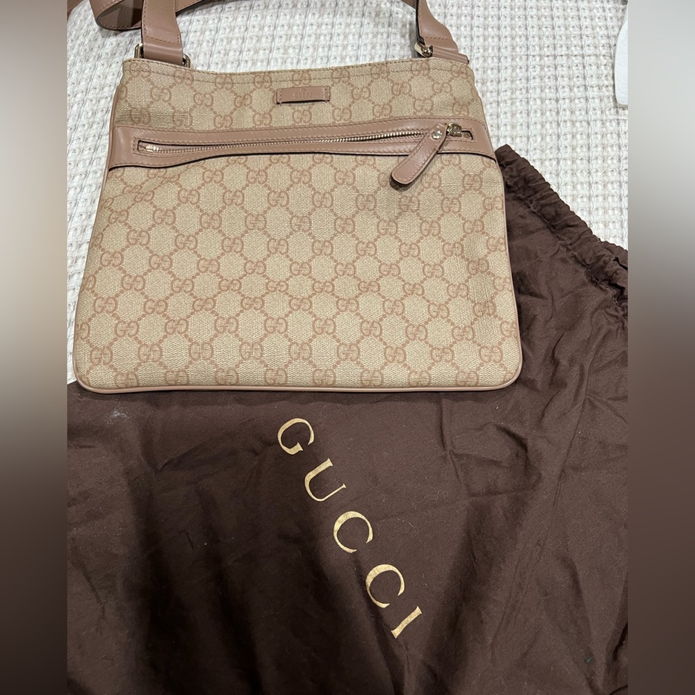 GUCCI Shoulder Bag GG Sprem Coating Canvas Pink Beige